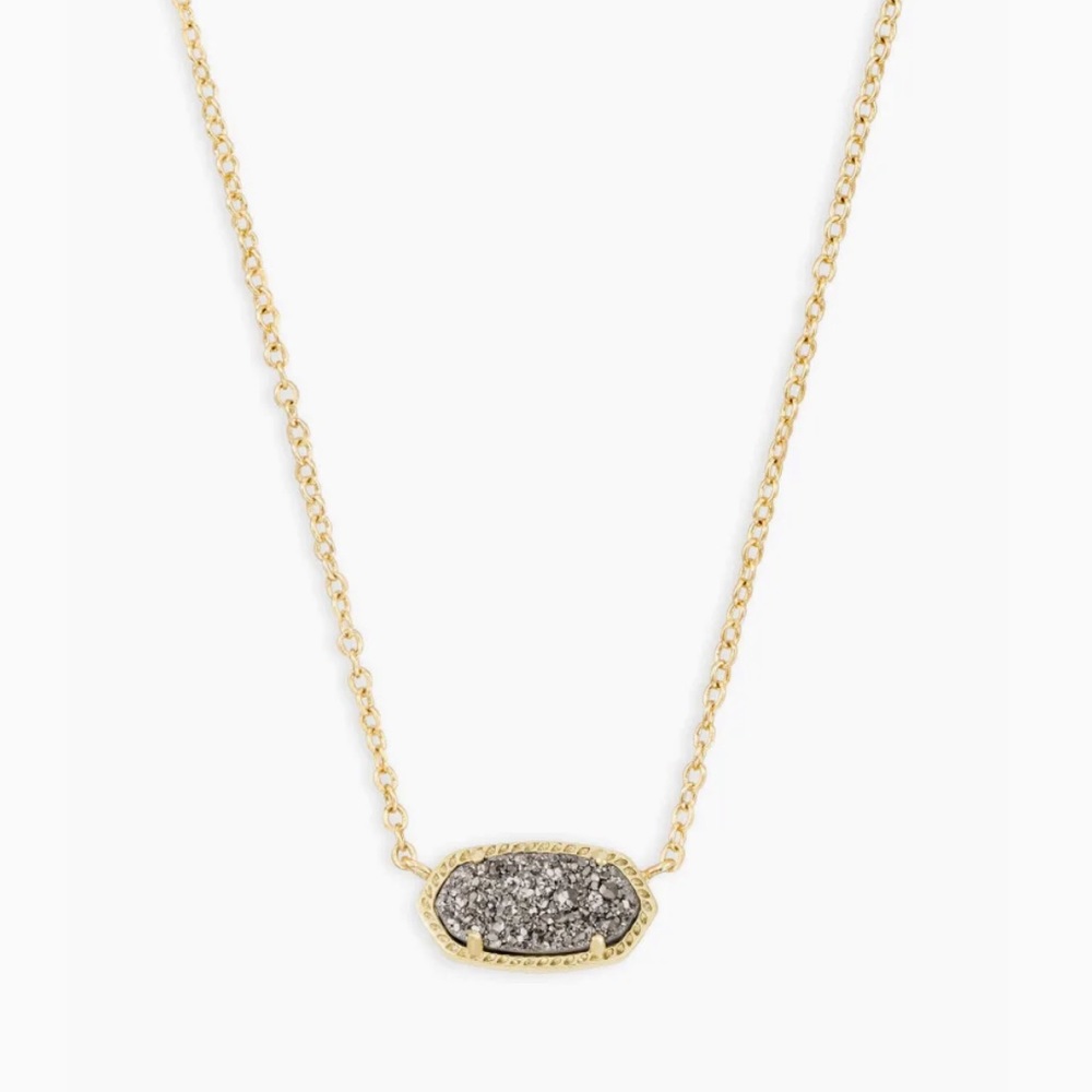 Elisa Gold Pendant Necklace In Platinum Drusy
